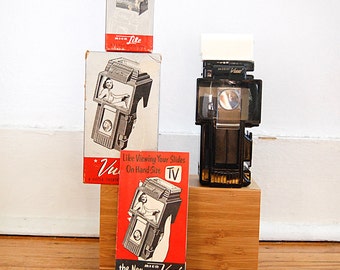 Vintage Slide Viewer Mico Vue Handheld Analog Photography 1950s with Mico Light Accessory.