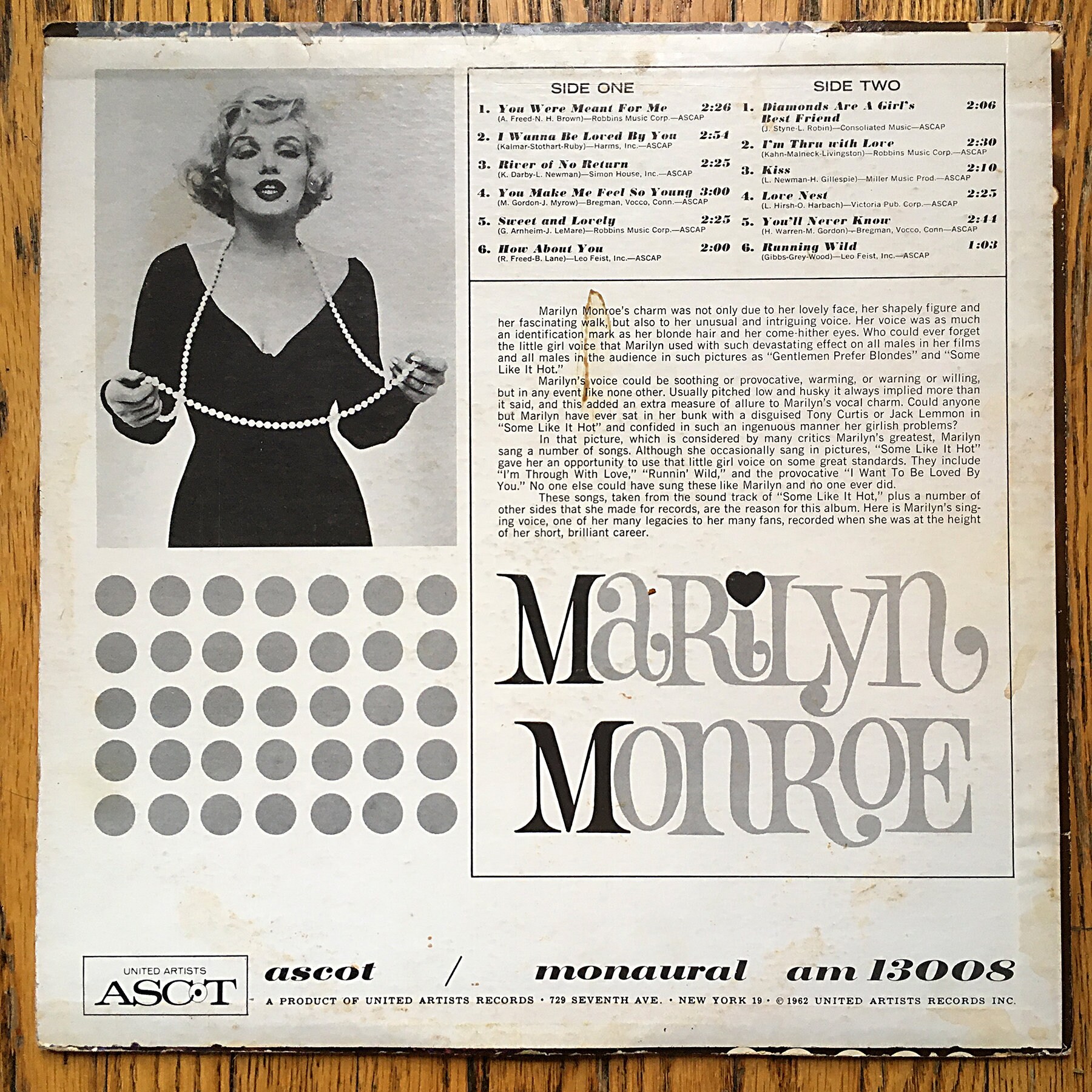 MARILYN MONROE　picture Vinyl LP Original Amazon.com: Marylin Monroe Picture Vinyl: CDs & Vinyl
