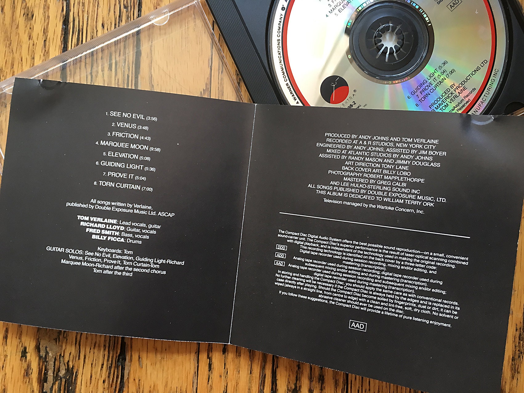 Vintage CD Television Marquee Moon Record Album Music 1970s