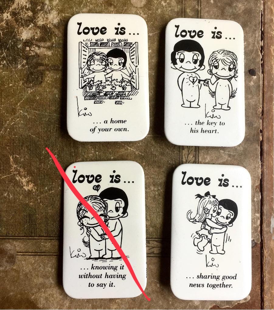 Vintage Love is Pins 1979s Groovy Hippie Kim Casali Cartoon Couple