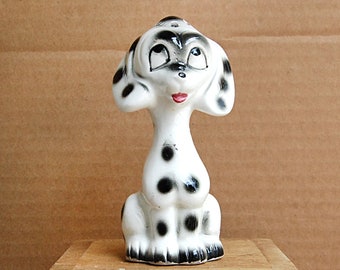 Vintage Anthro Dog Dalmation Puppy Ceramic Salt and Pepper Shaker Cartoon Figurine Collectible