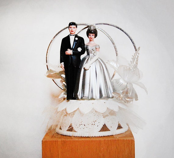 Vintage 25th Silver Anniversary Wedding Cake Topper Bride And Etsy