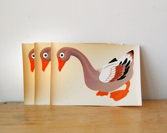 Vintage Animal Decals for Nursery or Children Wall Decor Bird Goose 1940s.