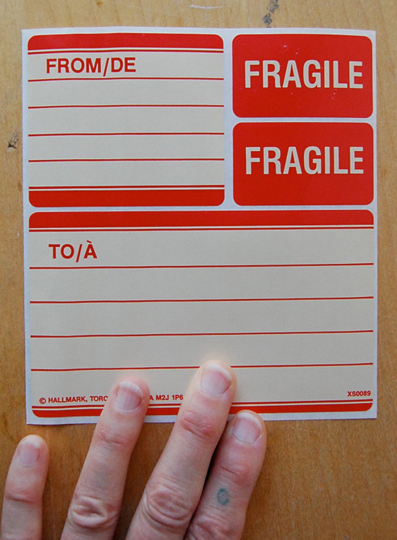vintage red mailing labels with fragile stickers by hallmark etsy