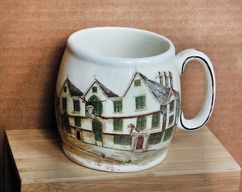 Vintage Ceramic Tankard Coffee Mug Tea Cup Kirkham Pottery Staffordshire England of The Kings Head in Chiswell UK