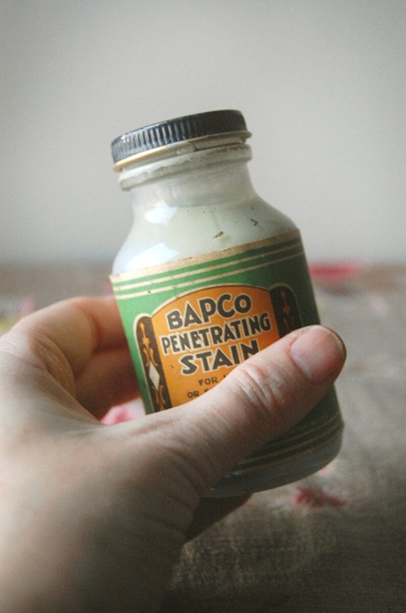 Antique Collectible / Glass Bottle/ or Jar / Wood Stain / with Etsy