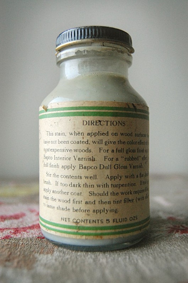 Antique Collectible / Glass Bottle/ or Jar / Wood Stain / with Etsy