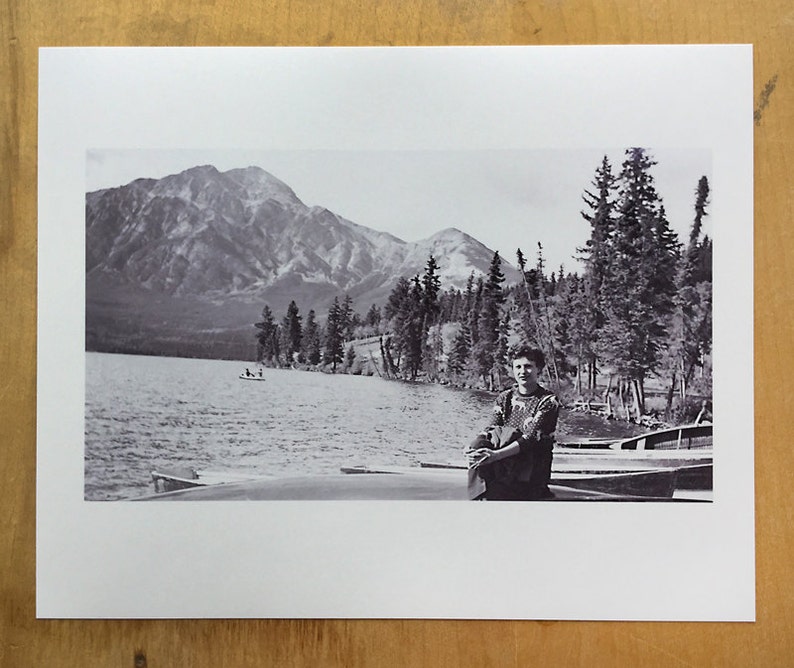 Vintage Photo Art Print Summer Holiday Woman at Mountain Lake Cabin Wall Decor Fine Art Print. image 4