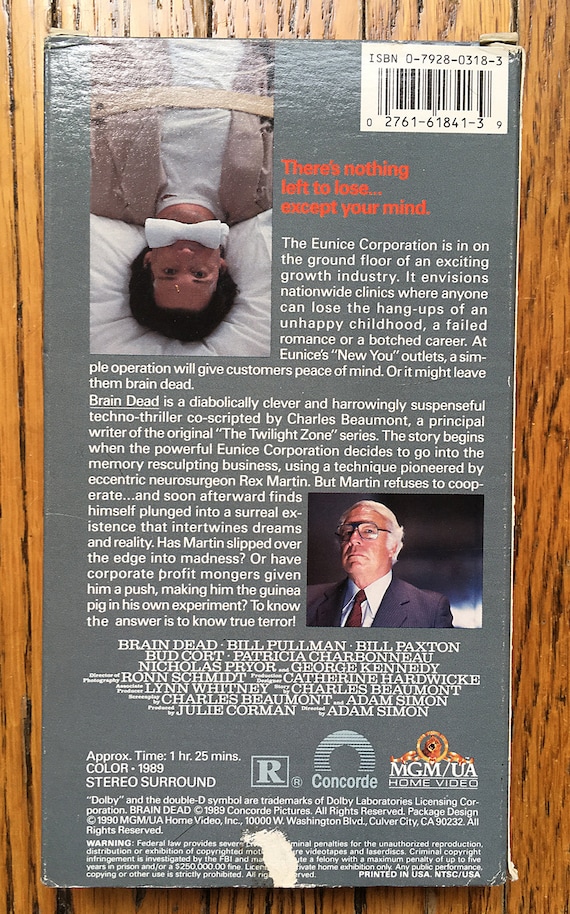 Vintage VHS Brain Dead 1990 Horror Film Psychological