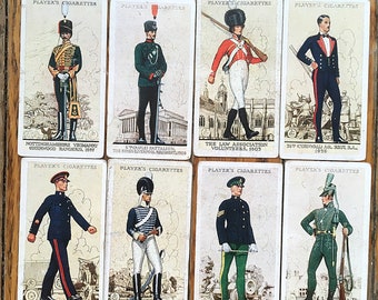 Vintage Instant Collection Set Cigarette Tobacco Cards Player and Sons British Uniforms of Territorial Army War Fashion Military Ephemera