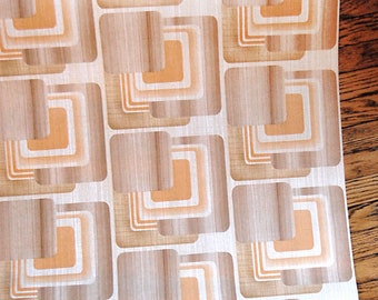 Vintage 1970s Wallpaper Orange Brown Mod Geometric Pop 70s Home Decor Style by the Yard