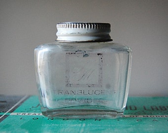 Vintage Cosmetic Jar Small Glass Translucent Powder Small Glass Jar