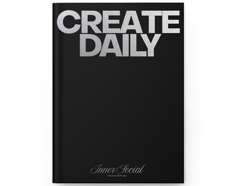 Aesthetic Journal | CREATE DAILY Hardcover Journal Matte - Black / Silver | Mental Health Gift