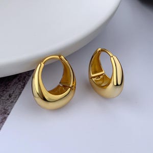 Chunky Sterling Silver Hoop Earrings: Gold Plated, Lightweight Statement Jewelry