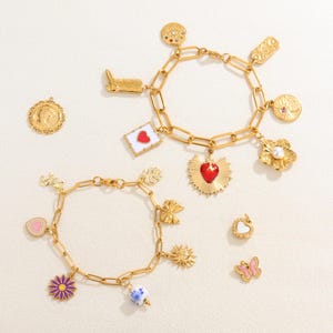 Custom Gold Charm Bracelet for Women,Build Your Own Charms Bracelet,Pick Your Charms Bracelet,Personalized Jewelry.Birthday Gift for Her