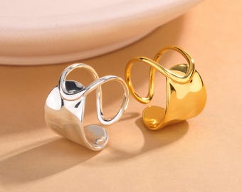 Wide Band Ring,Chunky Ring in 925 sterling silver,Adjustable Tick Ring 925 Solid Silver,Everyday Jewellery,Statement Ring,Gift for Her