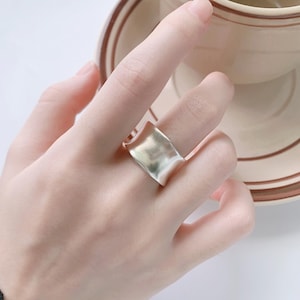 Open Statement Ring for Women,925 Sterling Silver Wide Band, Tribal Hippie Ring,Boho Ring,Promised Ring,Chunky Ring Gift for Her