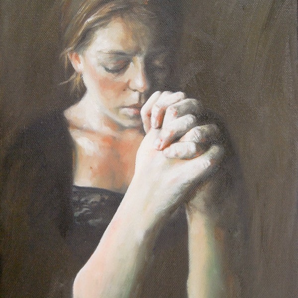 Prayer - Original Oil Painting by Claire Elan 12x9