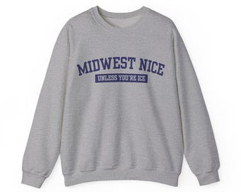 sweat-shirt en coton à col ras du cou, style universitaire, « midwest nice within ICE »