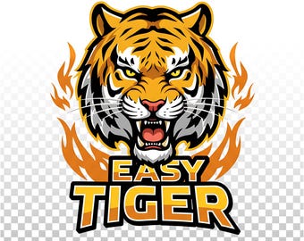 Tiger Maskottchen PNG, 'Easy Tiger' Grafik (Digitaler Download)