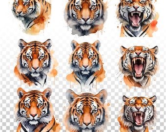Aquarell Tiger PNG Clipart, Sublimationsdesign (digitaler Download)