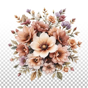 Flower Clipart, 7 Full Color Flower Art Clip Art, Png Water Color Flower