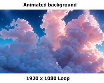 Dreamy Starry Sky Animated Vtuber Background, Cotton Candy Clouds (1080p .mp4 Digital Download)