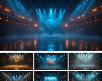 Basketball Court Photography Backdrop, Sports Banner Background (Digital Download)