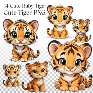 Cute Baby Tiger, Tiger PNG, 14 Tiger png, Sublimasi T-shirt, Tiger Watercolor