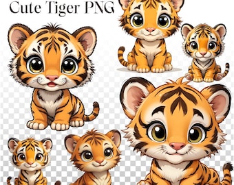Niedlicher Babytiger, Tiger PNG, 14 Tiger png, Sublimasi T-Shirt, Tiger Aquarell