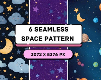 Space Digital Paper, Astronaut, Stars, Planets (PNG Files)