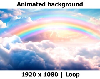 Vtuber background,Animated background,Dreamy Rainbow Sky,Dreamlike Animation