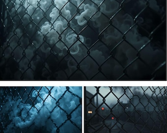 Sports Fence Digital Backdrop with Fog and Smoke (Digital Download)