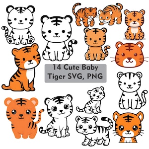 Cute Baby Tiger Svg, Tiger PNG, Tiger Watercolor, Tiger Svg, Tiger Cute Kawai