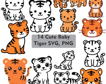 Cute Baby Tiger Svg, Tiger PNG, Tiger Watercolor, Tiger Svg, Tiger Cute Kawai