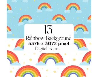 Rainbow Background, Cute Rainbow Background, Rainbow Digital Paper, Watercolor Rainbow