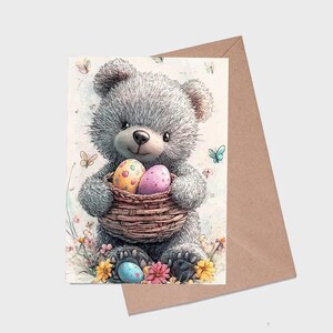 Tarjetas de Pascua, adorables ositos de peluche, tarjetas de Pascua imprimibles de 5x7, tarjetas de Pascua de descarga digital, huevos de Pascua, ositos de peluche
