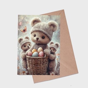 Tarjetas de Pascua, adorables ositos de peluche, tarjetas de Pascua imprimibles de 5x7, tarjetas de Pascua de descarga digital, huevos de Pascua, ositos de peluche