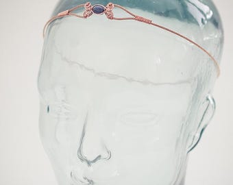 Head jewelry, Third eye jewelry, Headpiece to meditate, Lapiz Lazuli, Rose Quartz, Tiger Eye, Amethyst, Copper Wire.