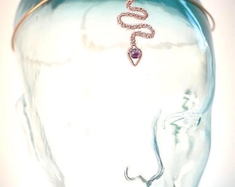 Meditation Snake Head Jewelry, Head jewelry, Third eye jewelry, connect to your Highest Self, Amethyst, Snake Jewelry, Evil Eye, Snake Crown