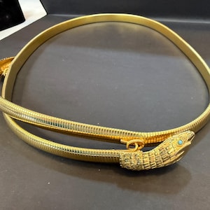 Rare Vintage Accessocraft NYC Gold Tone Snake Serpent Gaspipe Coil Belt/Necklace