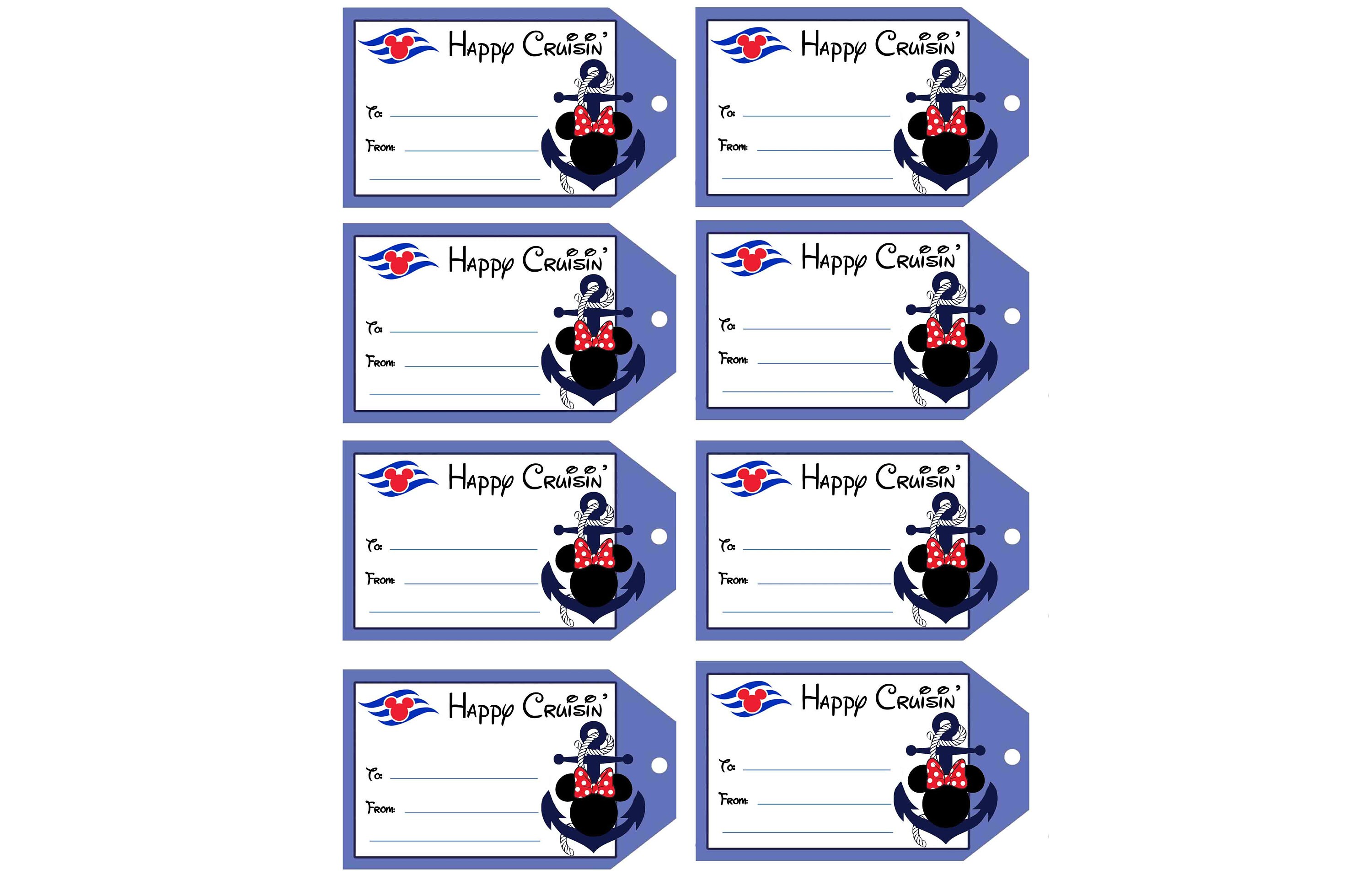 INSTANT Digital Download - Fish Extender Gift Tags - DCL FE Labels- Disney Cruise Line Minnie Anchor Minnie Stateroom