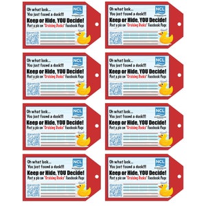 NCL Cruising Ducks - INSTANT DOWNLOAD Tags Norwegian Cruise Rubber Duck Hide and Seek Label Sticker- ConQUACKulations, Cruisin&#39; Keep or Hide