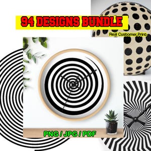 Paquete de 94 imágenes PNG de ilusiones ópticas, diseños geométricos de vórtice para sublimación, uso comercial (descarga digital).