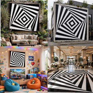 3D Twisting Square Vortex Large Wall & Floor Art Design, Digital Download, (Commercial Use Art)