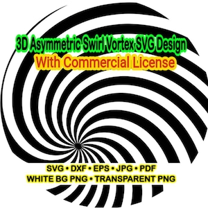 SVG comercial de vórtice espiral 3D, ilusão de ótica geométrica para corte a laser e Cricut.