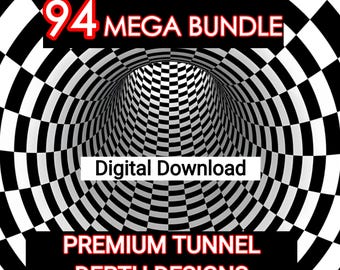 94 Mega PNG Bundle Geometric Vortex, 3D Optical Illusion Art Prints (Digital Download)