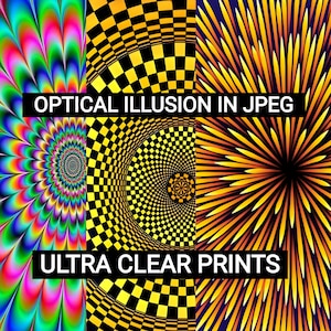Trippy Optical Illusion Art Prints: 3D Visual Designs (JPEG Digital Download)
