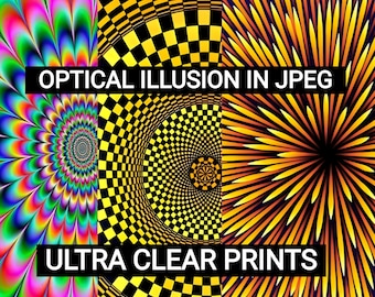 Trippy Optical Illusion Art Prints: 3D Visual Designs (JPEG Digital Download)