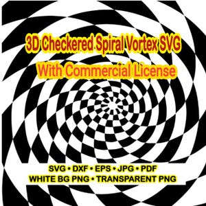 SVG de vórtice espiral quadriculado 3D, pacote de arte óptica (licença comercial)